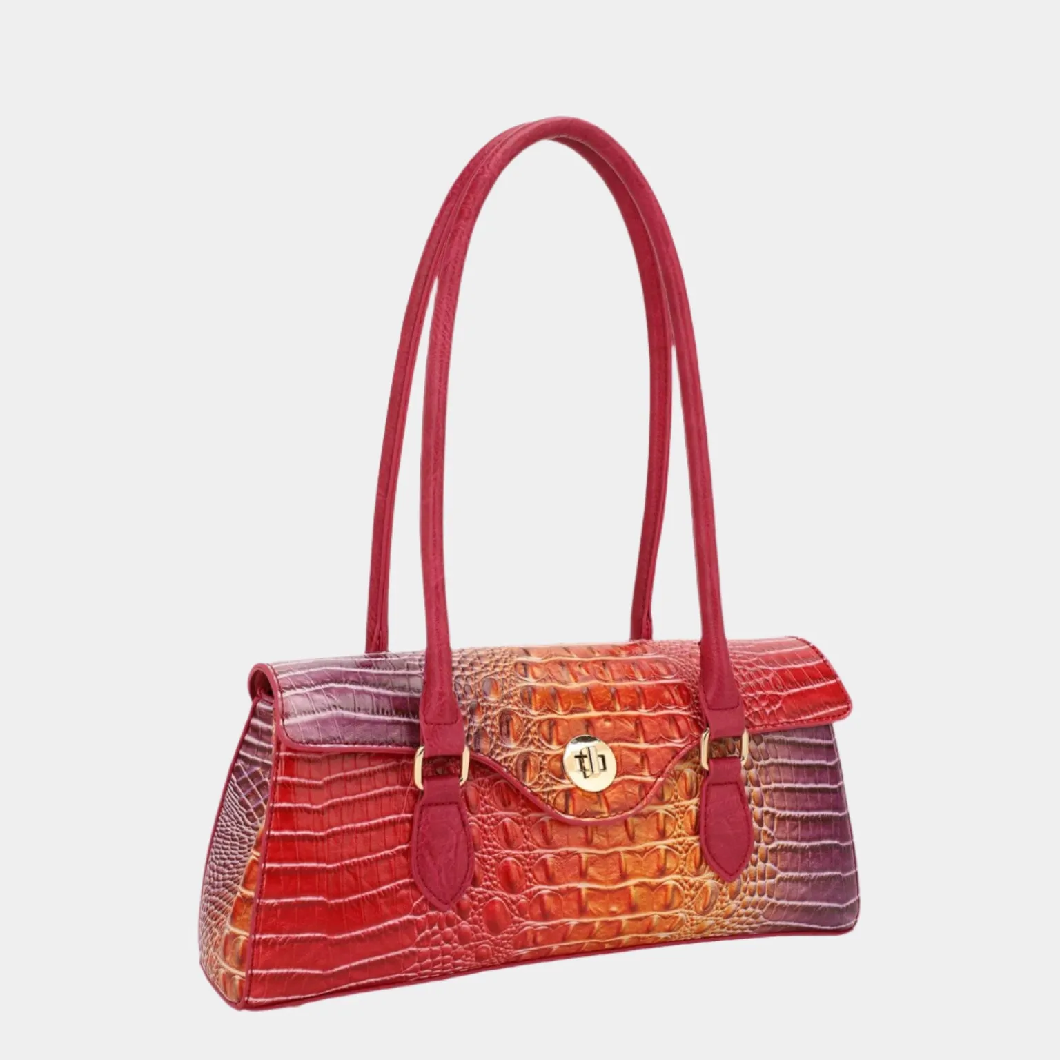 BagParty Crocodile-Print Colorblock Fashion Shoulder Bag