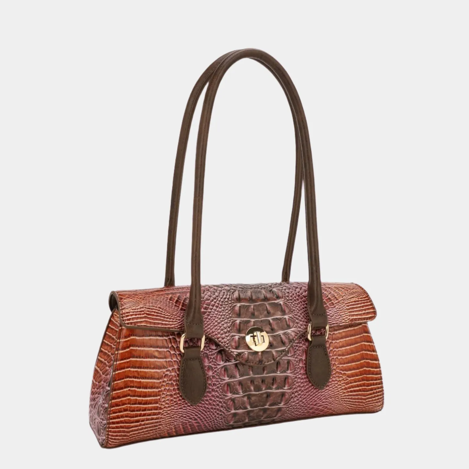 BagParty Crocodile-Print Colorblock Fashion Shoulder Bag