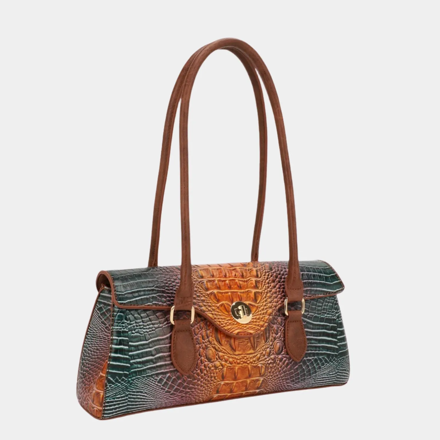 BagParty Crocodile-Print Colorblock Fashion Shoulder Bag