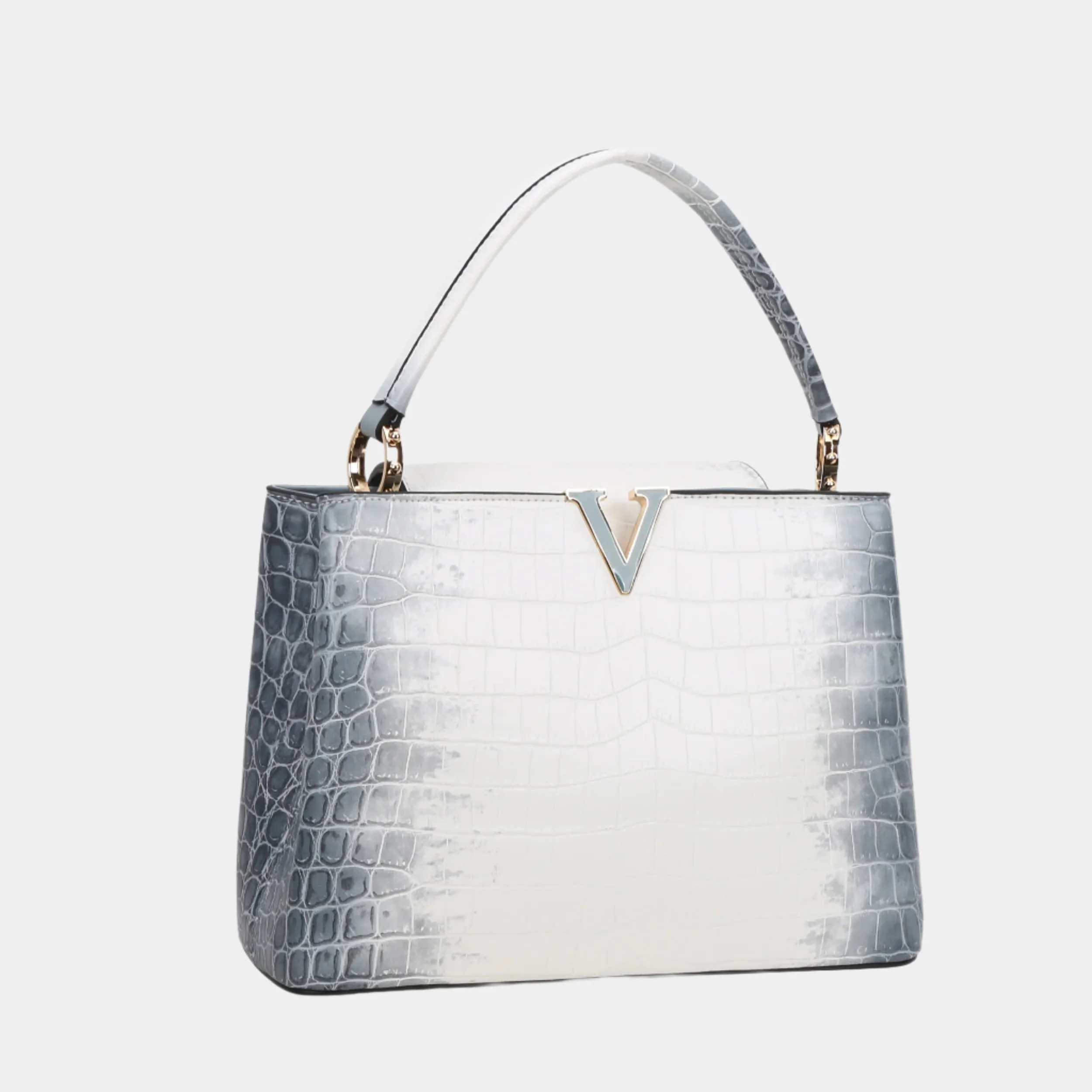 BagParty Elegant Colorblock Crocodile Print Vegan Leather Women Handbag Set