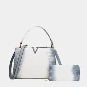 BagParty Elegant Colorblock Crocodile Print Vegan Leather Women Handbag Set