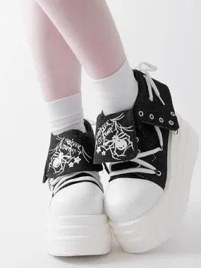 Black & White Punk Spider Platform Sneakers