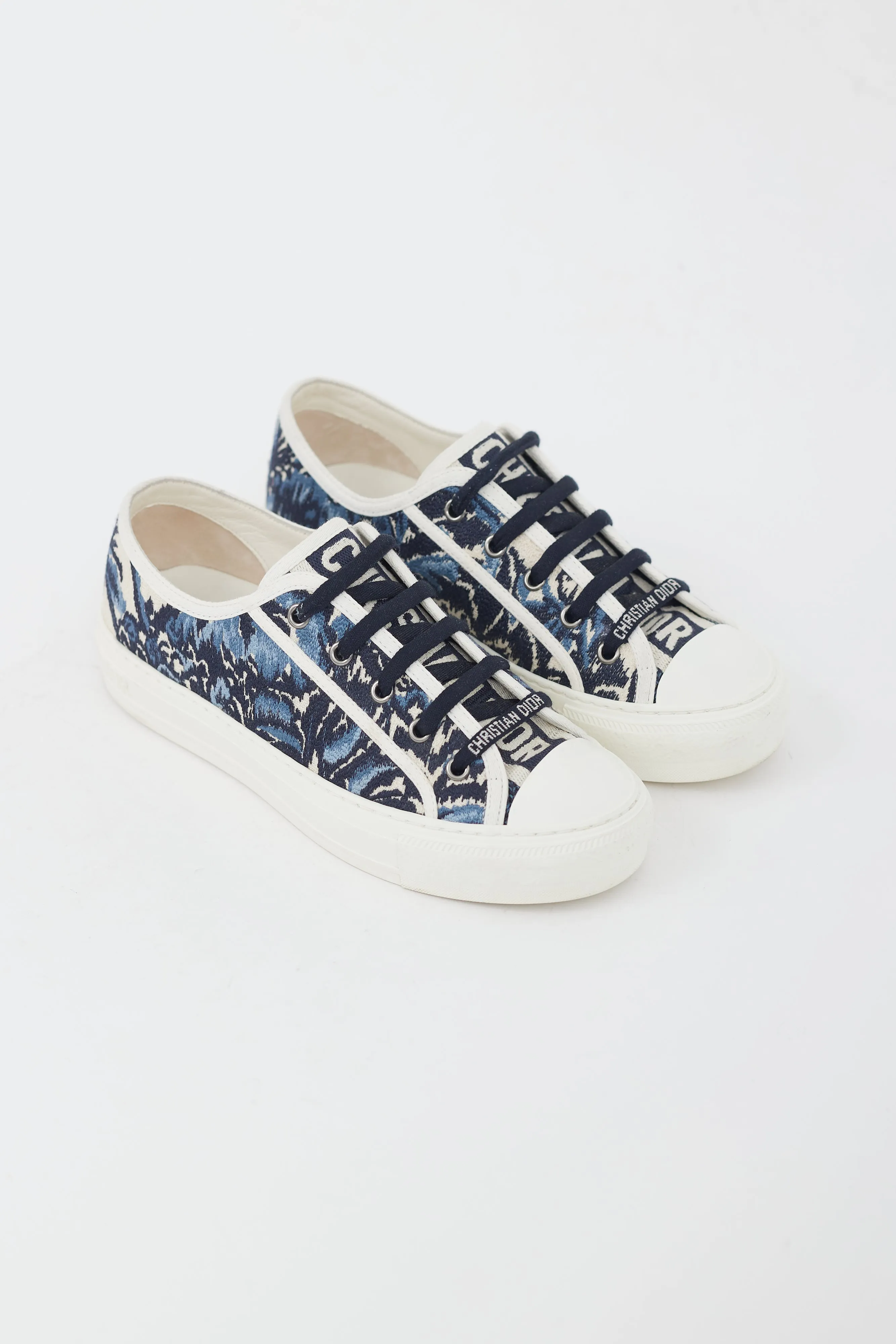 Blue & White Embroidered Floral Walk'n'Dior Sneaker