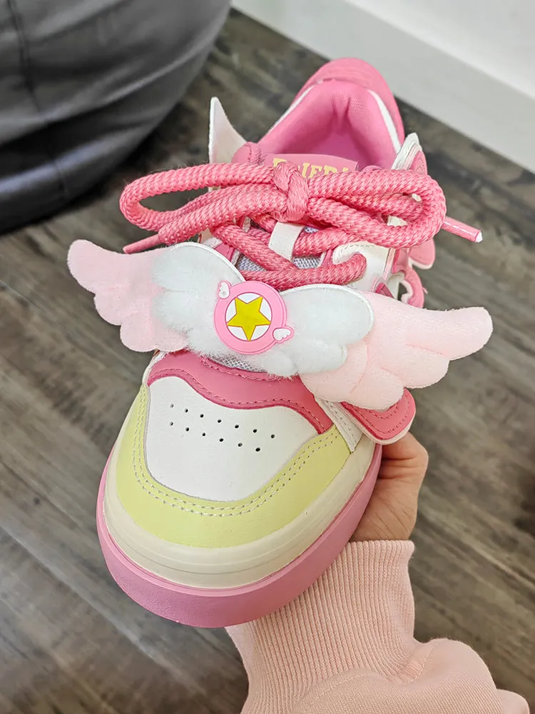 Cartoon Wings Letters Platform Colorblock Sneakers