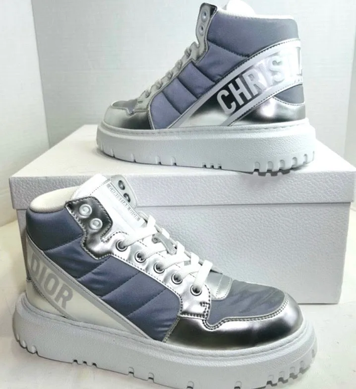 CHRISTIAN DIOR METALLIC HIGH-TOP D-PLAYER SNEAKERS