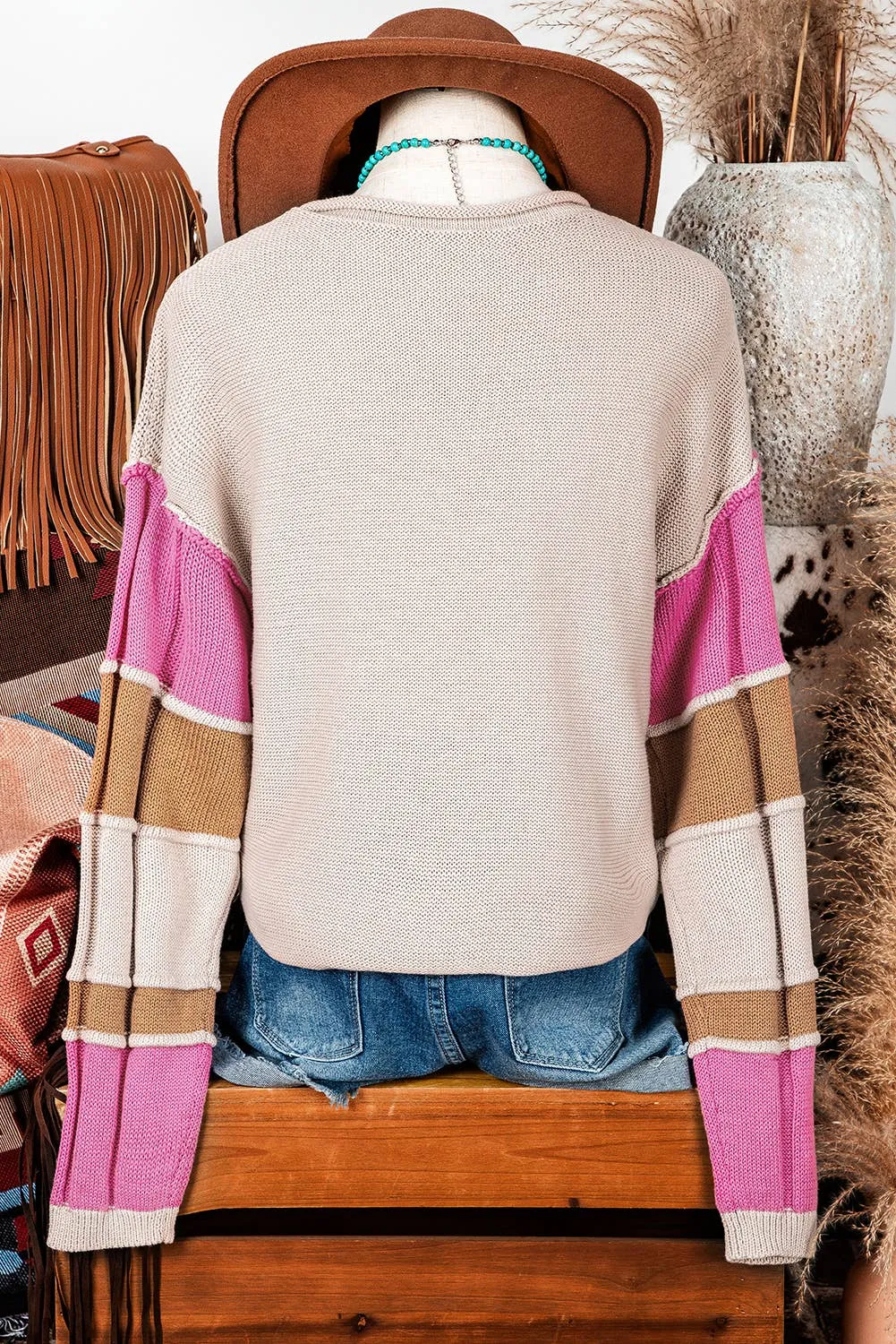 Colorblock Exposed Seam Sweater