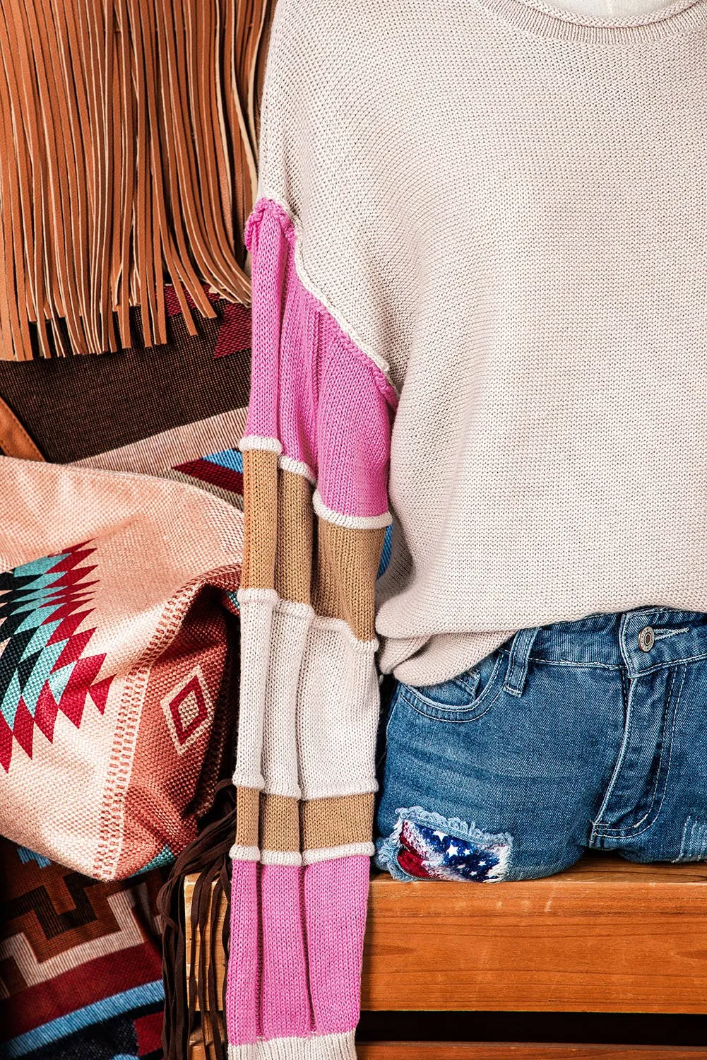 Colorblock Exposed Seam Sweater