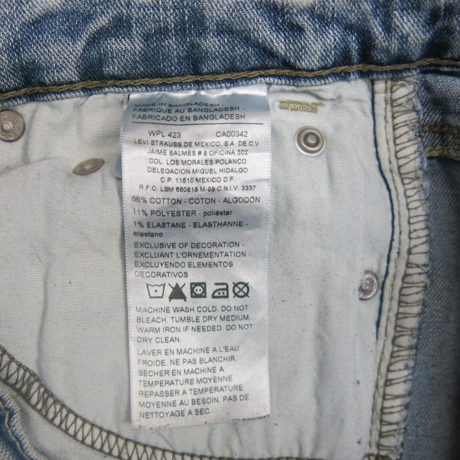 Denizen From Levis Mens Skinny Leg Jeans Pockets Low Rise Blue Size W29XL32
