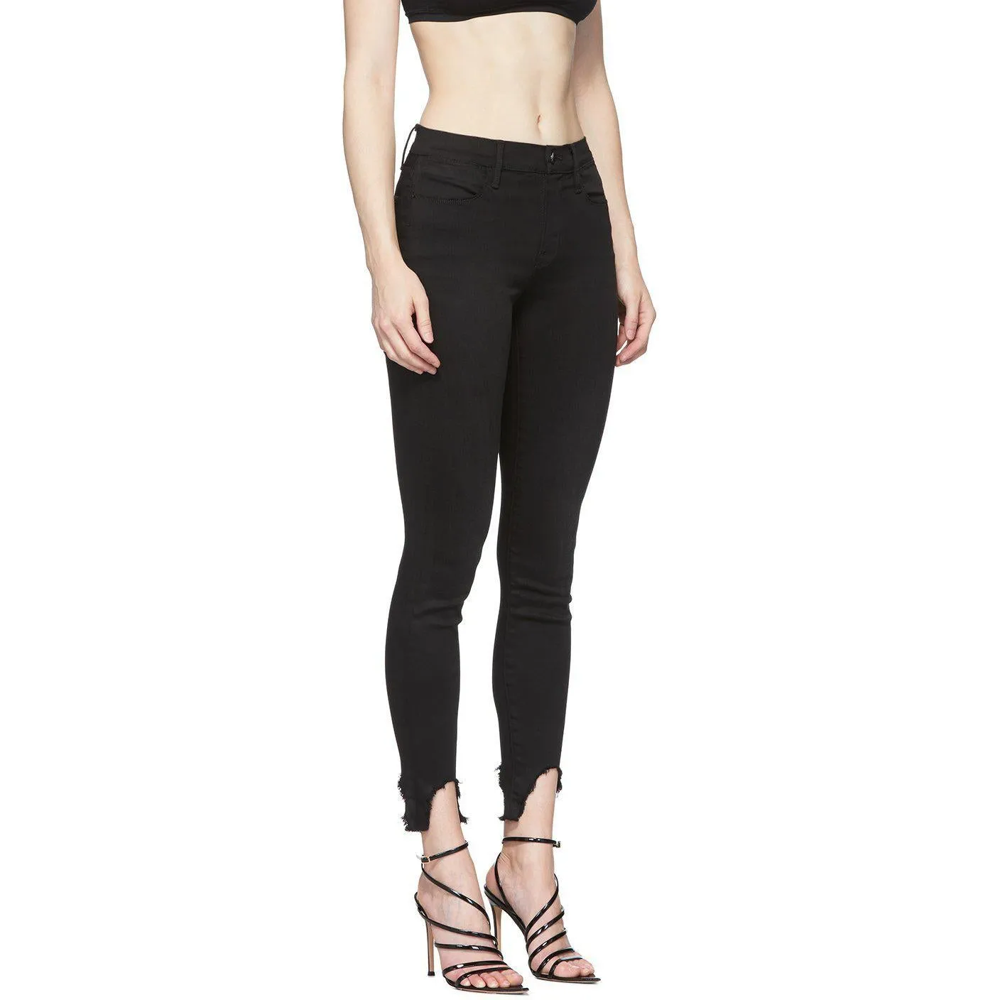 Frame Black 'Le High Skinny' Stiletto Hem Jeans