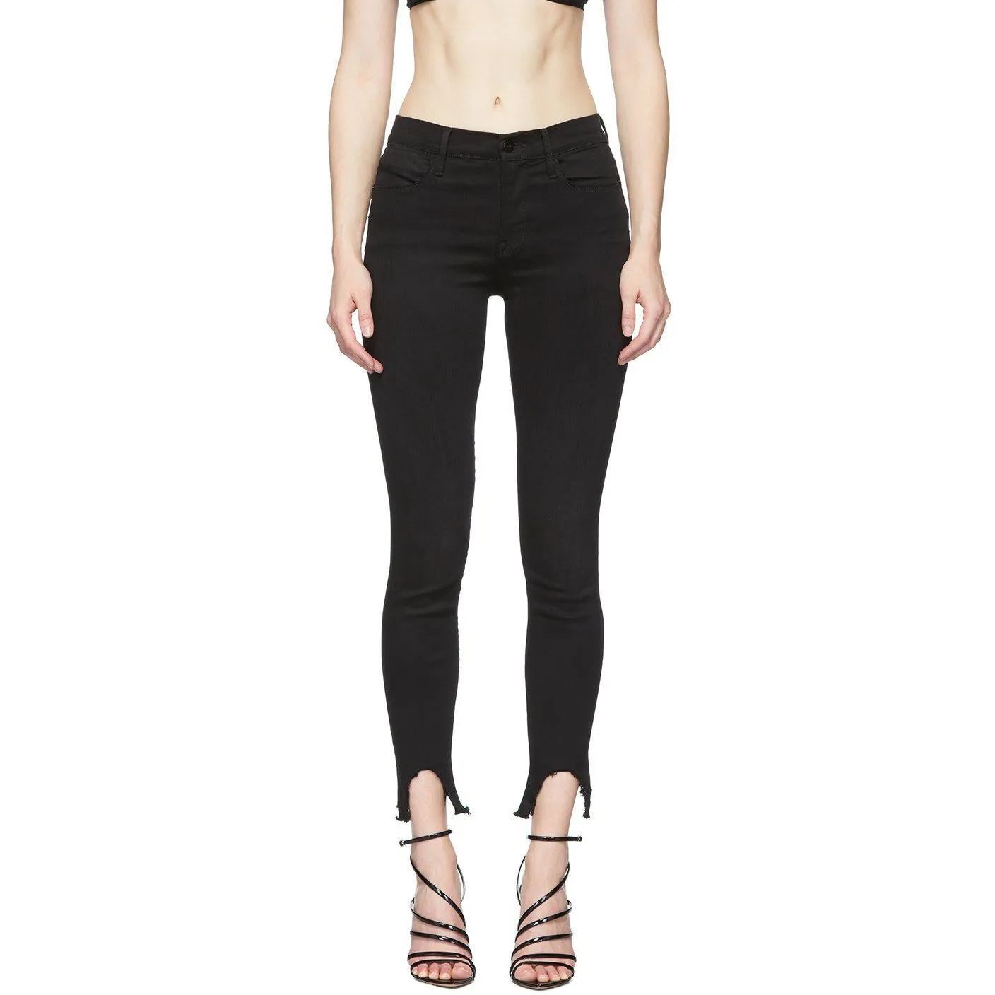 Frame Black 'Le High Skinny' Stiletto Hem Jeans
