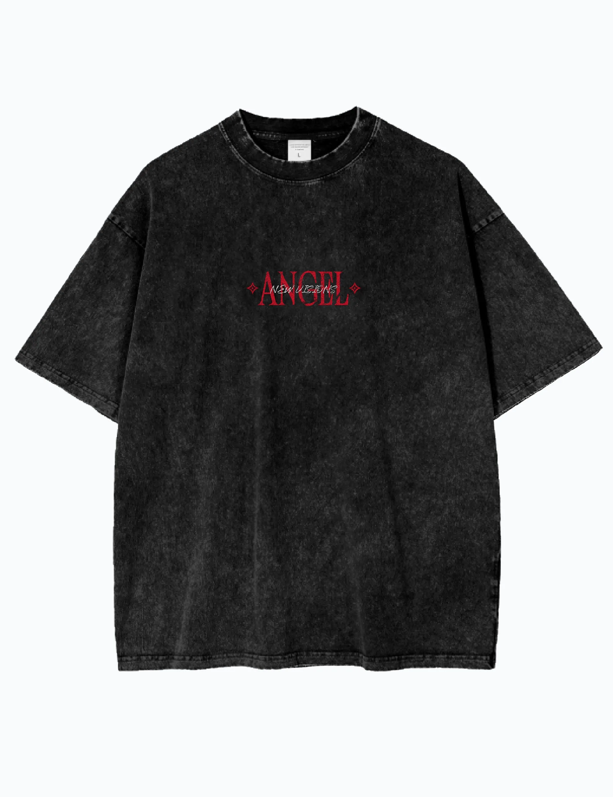 Gewaschen Oversized T-Shirt – Streetwear Mode aus Baumwolle – Unisex T-Shirt - Schwarz  - FALLEN ANGEL