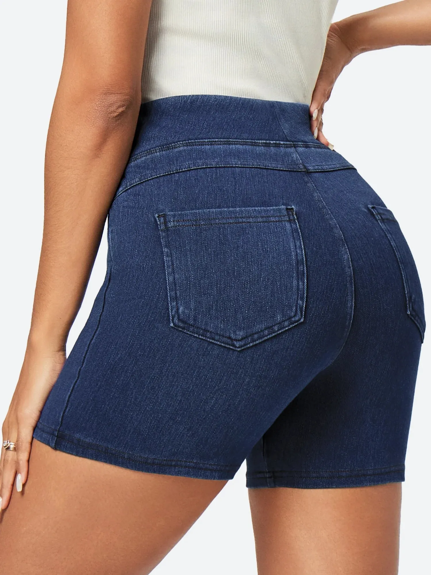 IUGA FlexDenim™ Stretchy High Waisted Pull On Jean Shorts With Pockets