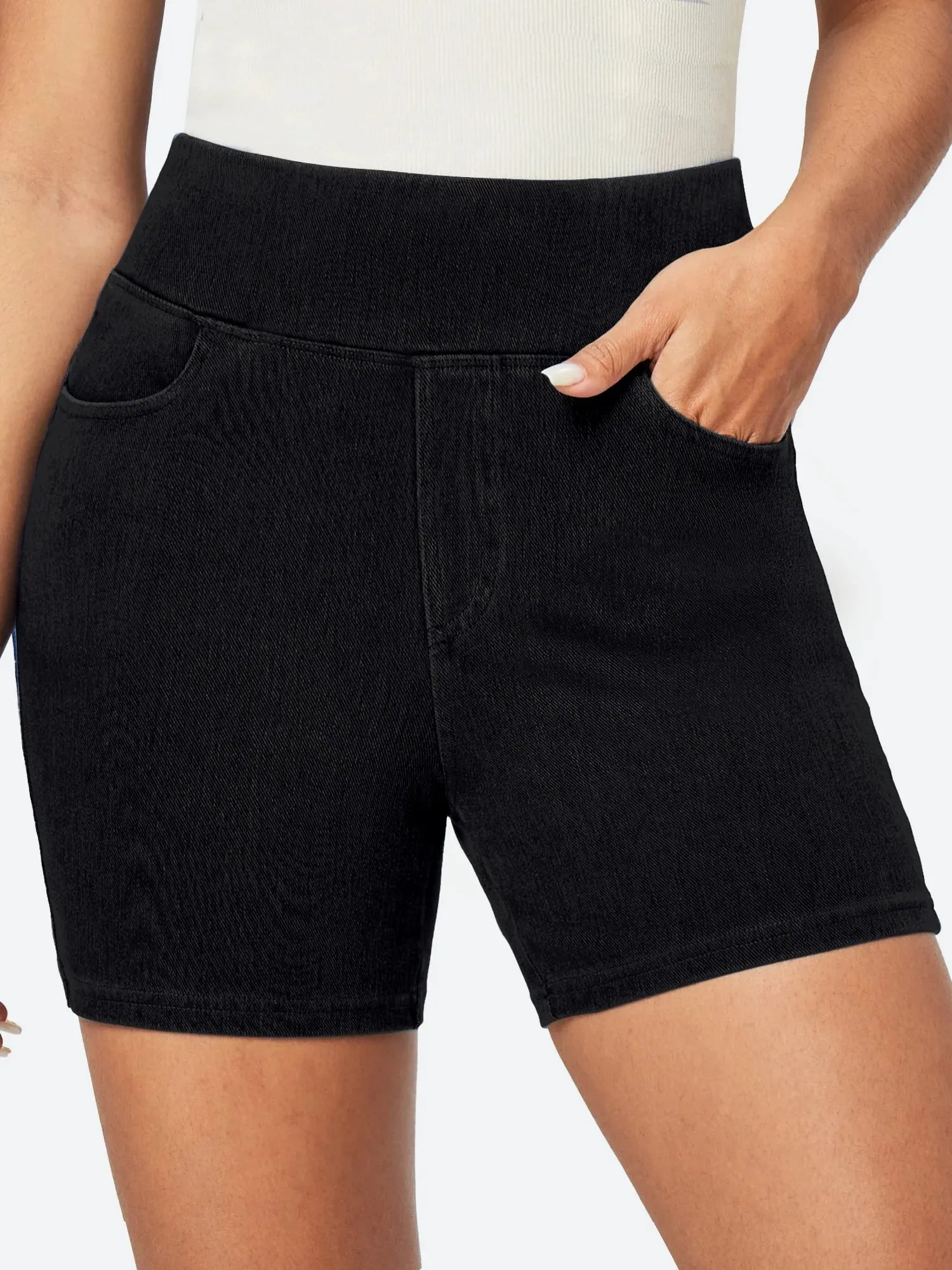 IUGA FlexDenim™ Stretchy High Waisted Pull On Jean Shorts With Pockets