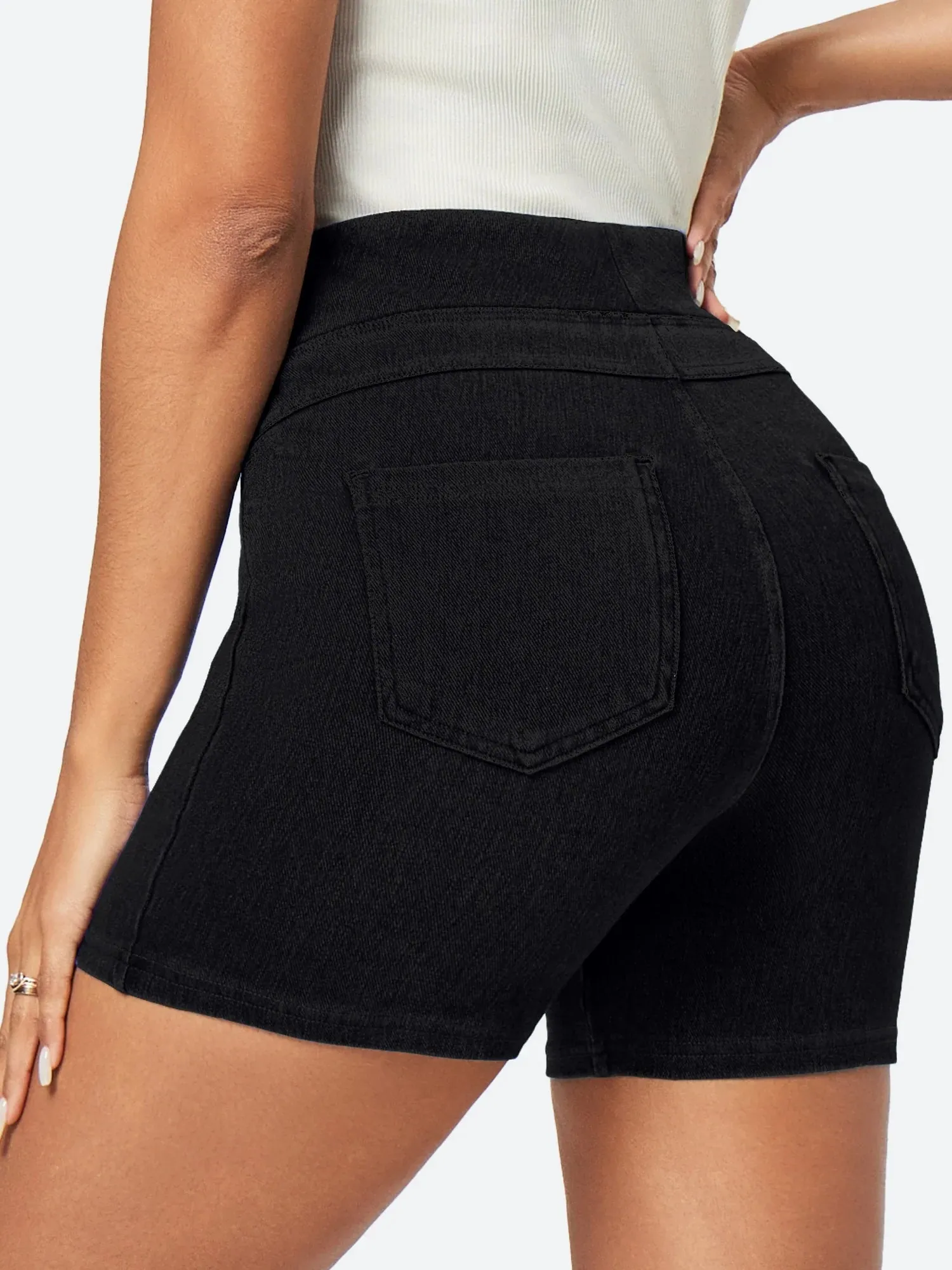 IUGA FlexDenim™ Stretchy High Waisted Pull On Jean Shorts With Pockets