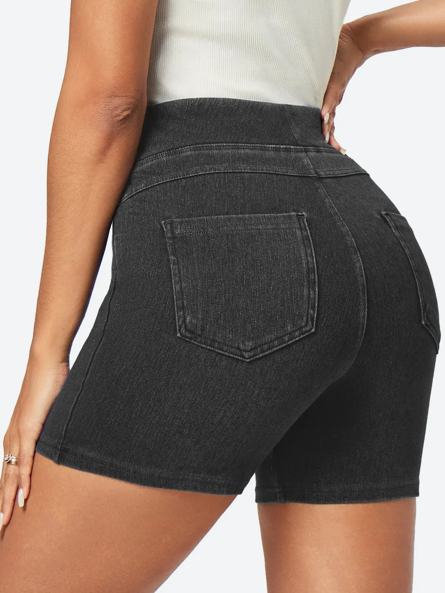 IUGA FlexDenim™ Stretchy High Waisted Pull On Jean Shorts With Pockets