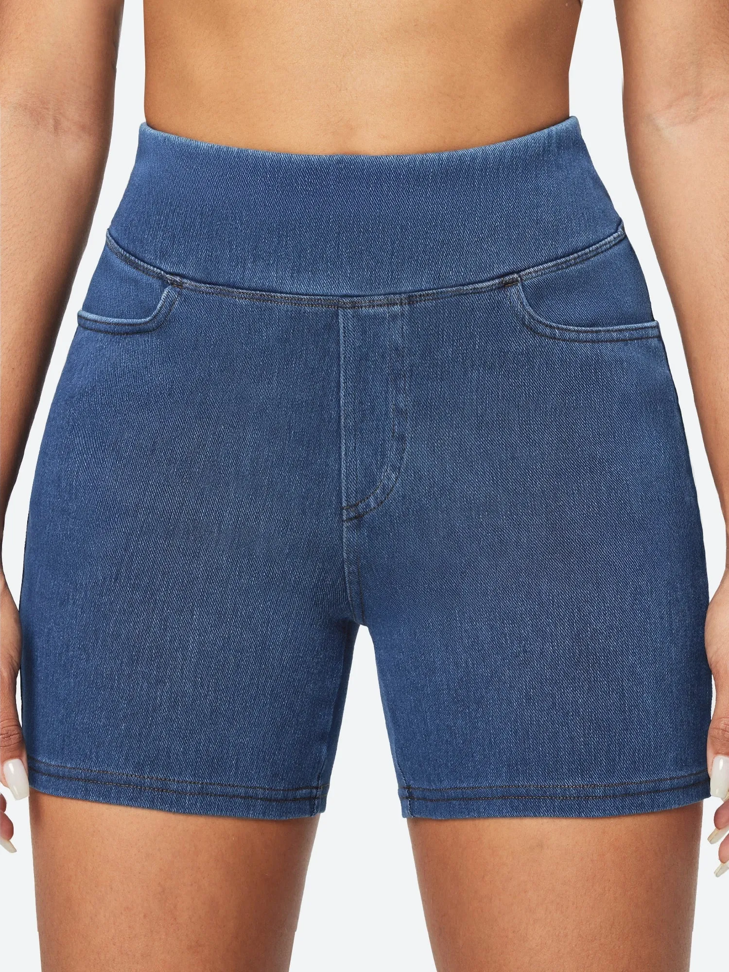 IUGA FlexDenim™ Stretchy High Waisted Pull On Jean Shorts With Pockets