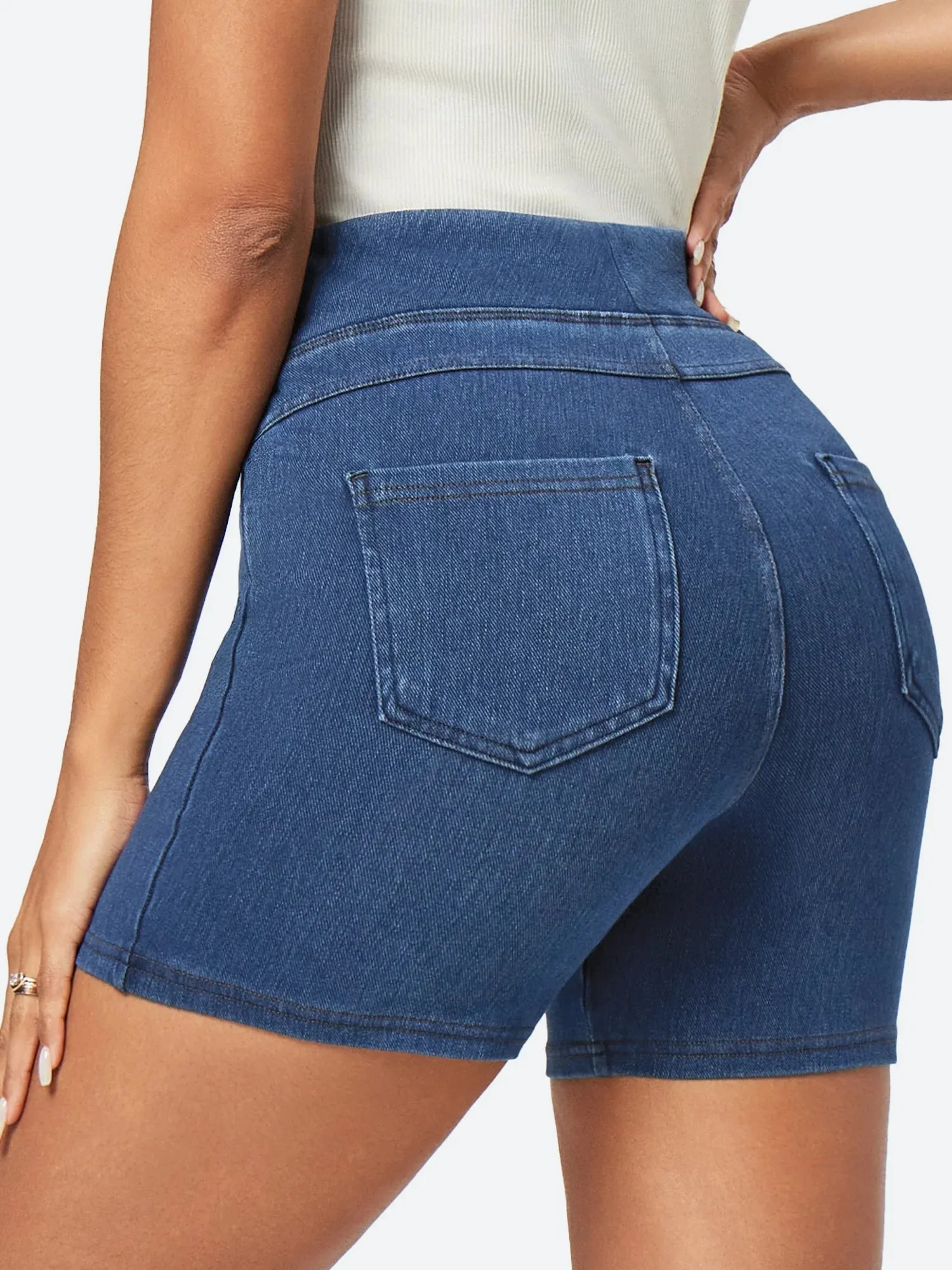 IUGA FlexDenim™ Stretchy High Waisted Pull On Jean Shorts With Pockets