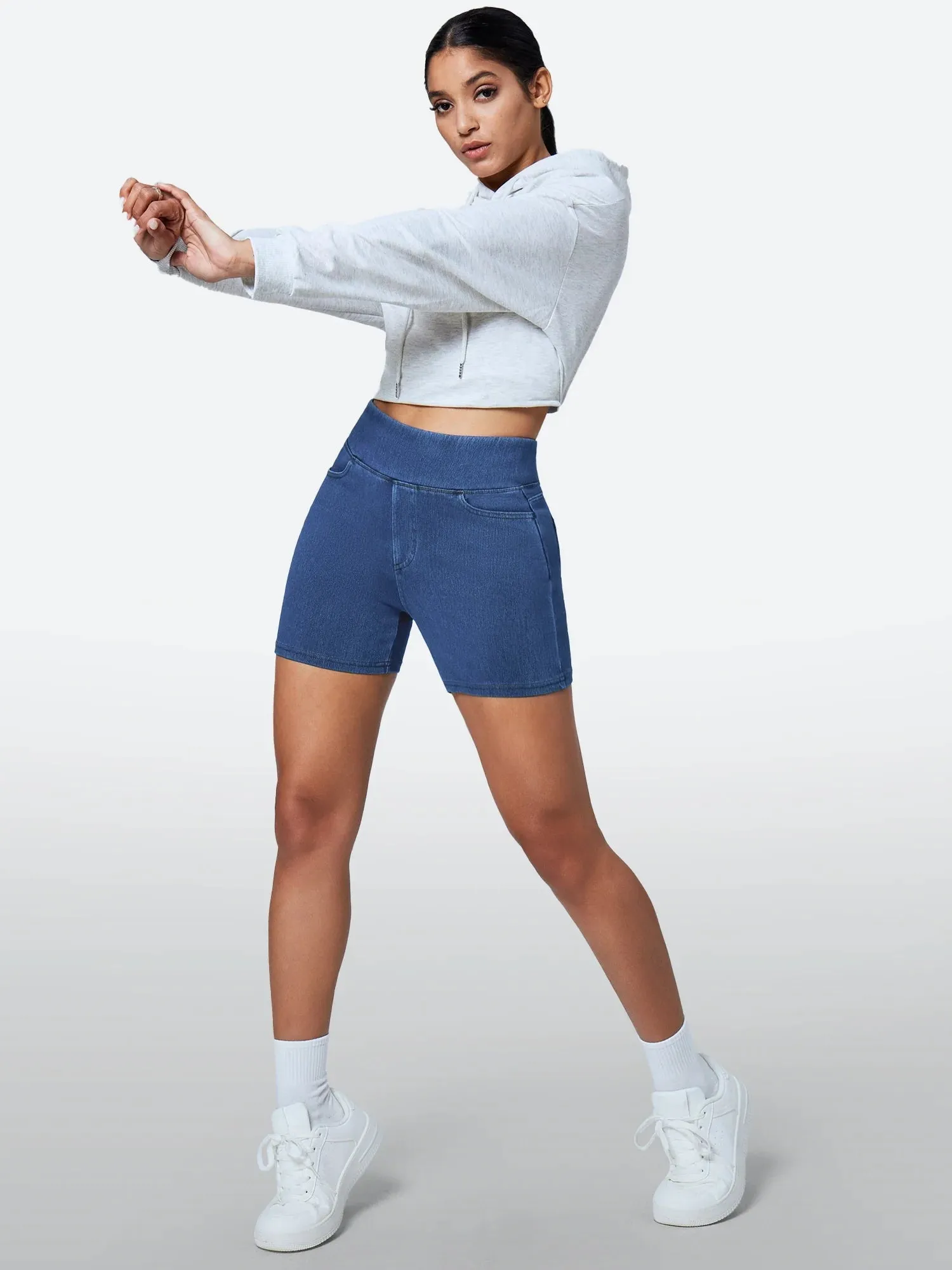 IUGA FlexDenim™ Stretchy High Waisted Pull On Jean Shorts With Pockets