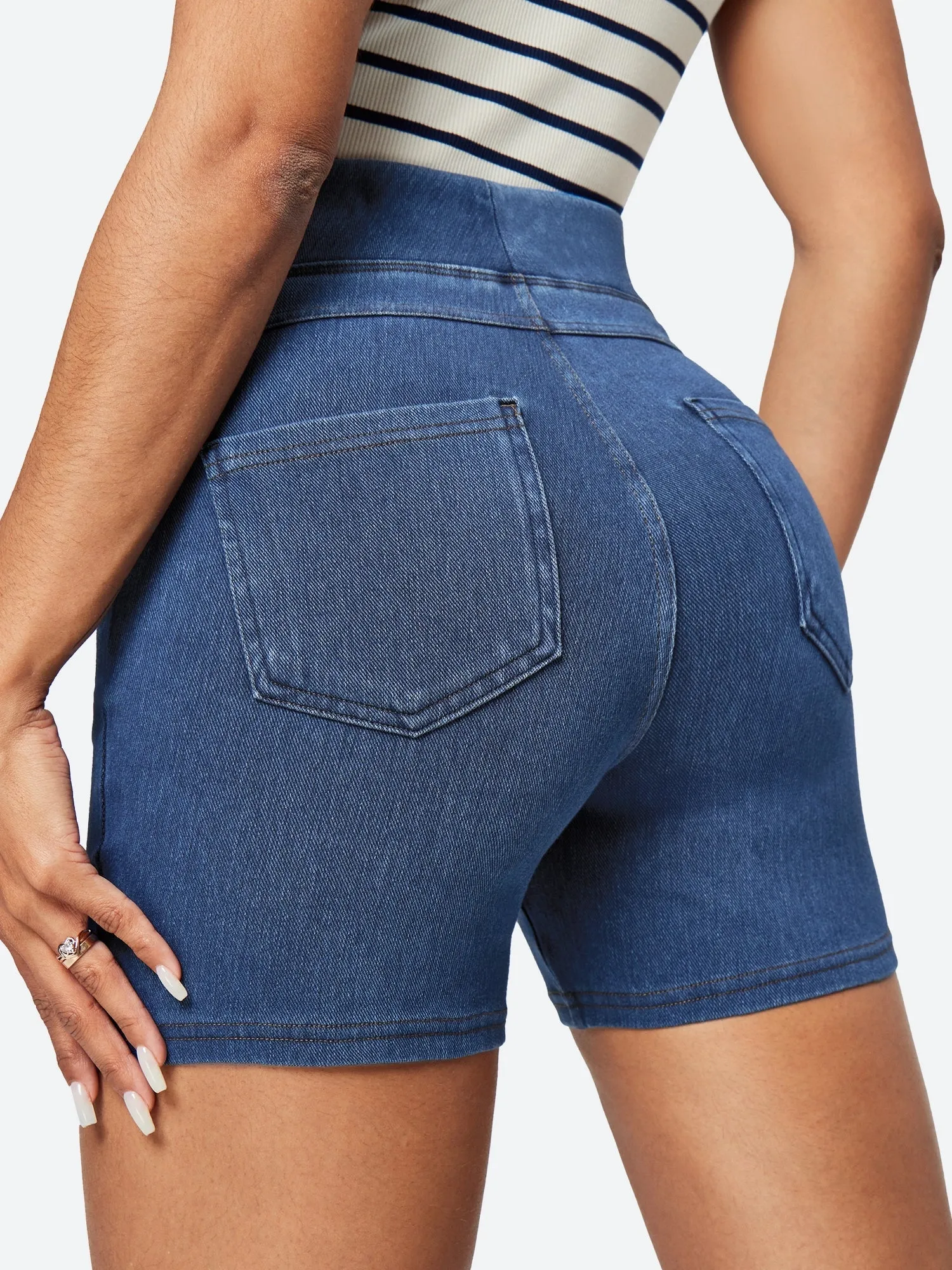 IUGA FlexDenim™ Stretchy High Waisted Pull On Jean Shorts With Pockets