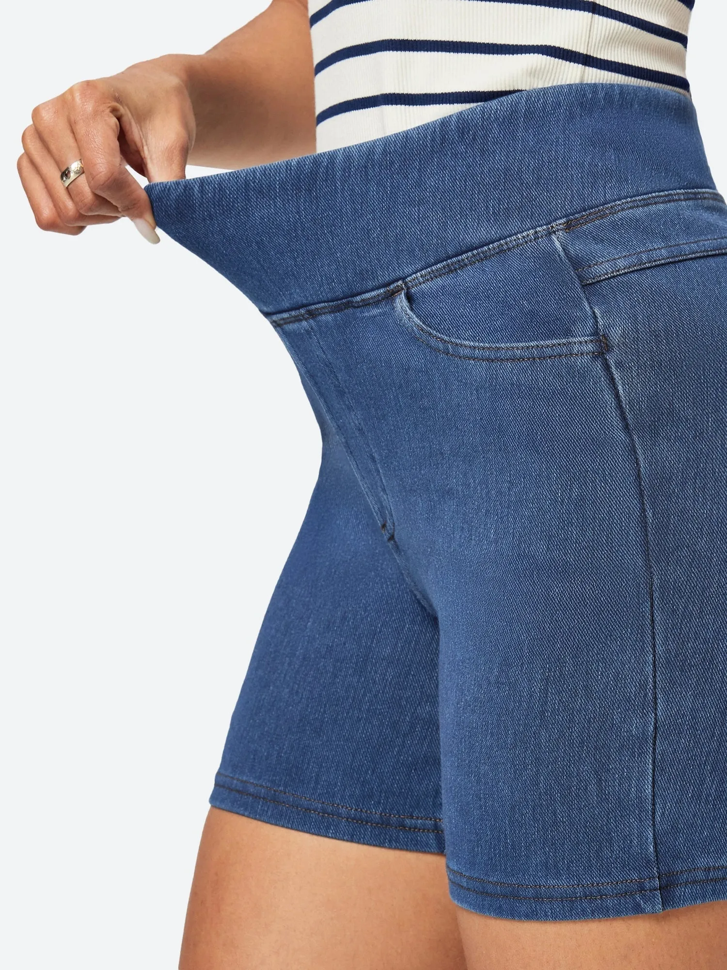 IUGA FlexDenim™ Stretchy High Waisted Pull On Jean Shorts With Pockets
