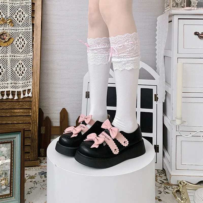 Kawaii Bow Platform Round Toe Lolita Shoes
