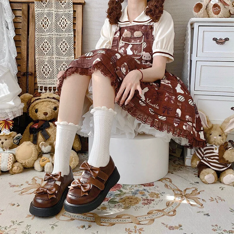 Kawaii Bow Platform Round Toe Lolita Shoes