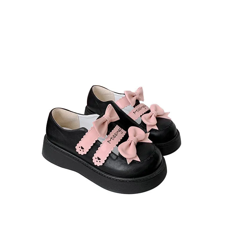 Kawaii Bow Platform Round Toe Lolita Shoes