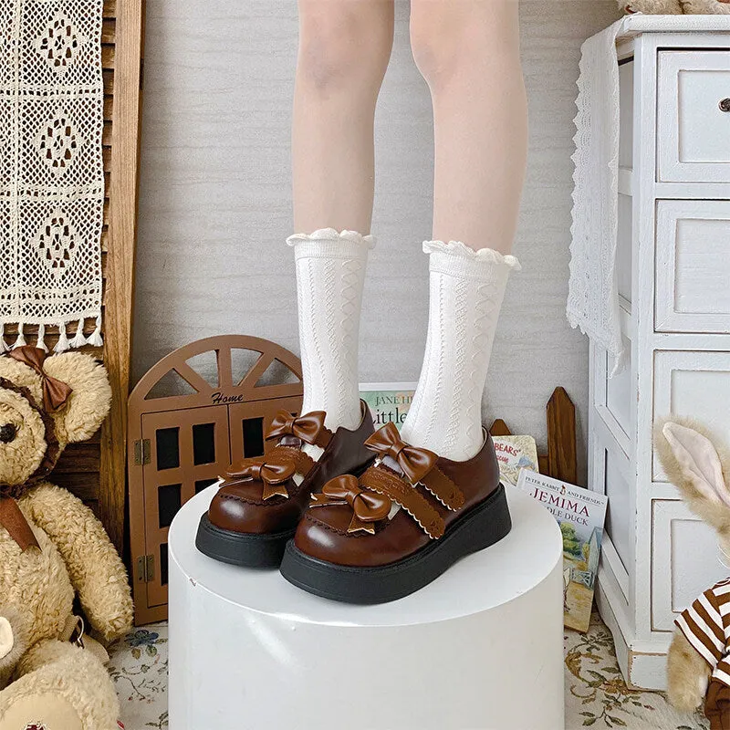 Kawaii Bow Platform Round Toe Lolita Shoes