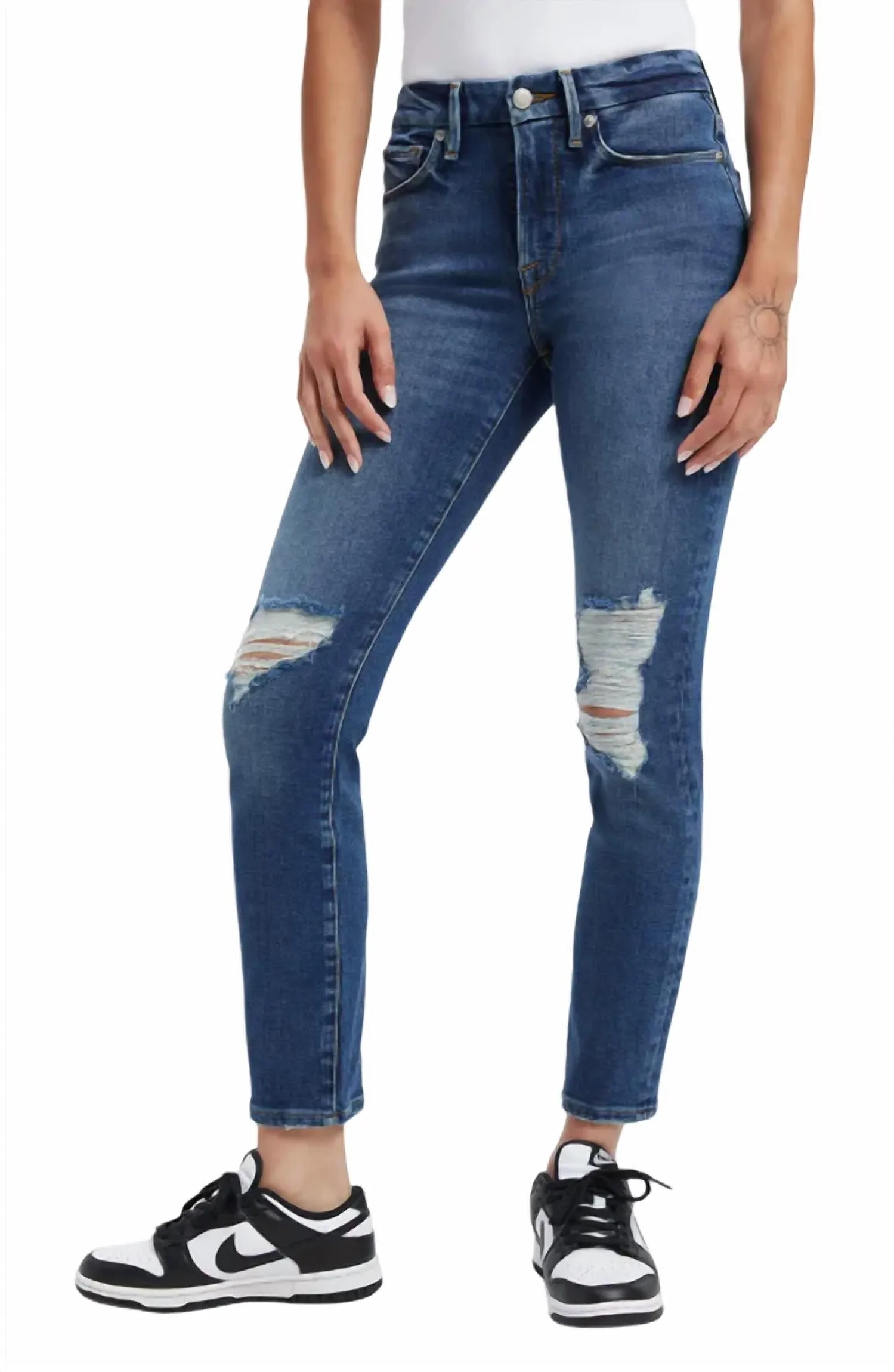 Legs Ripped High Waist Cigarette Jeans