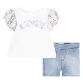 Levi's Floral Tee & Short Set Sugar Swizzle (Toddler)