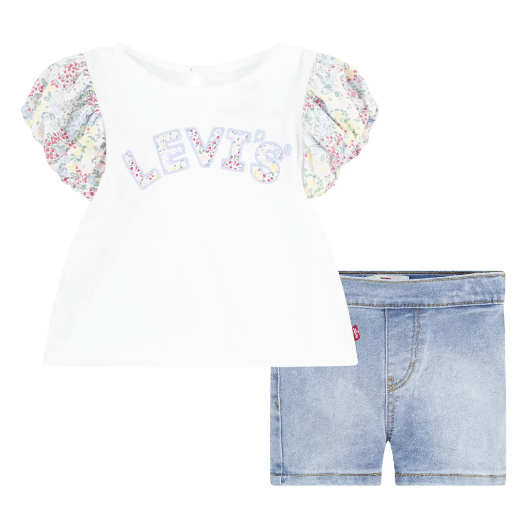 Levi's Floral Tee & Short Set Sugar Swizzle (Toddler)
