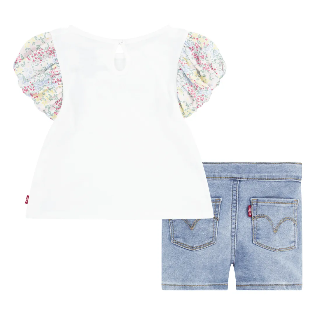 Levi's Floral Tee & Short Set Sugar Swizzle (Toddler)