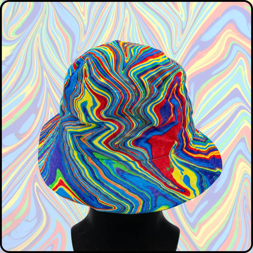 Rainbow Road RGB Hydro-Dipped Bucket Hat