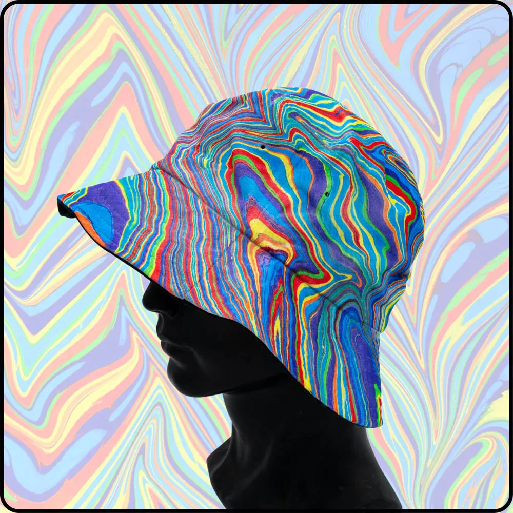 Rainbow Road RGB Hydro-Dipped Bucket Hat