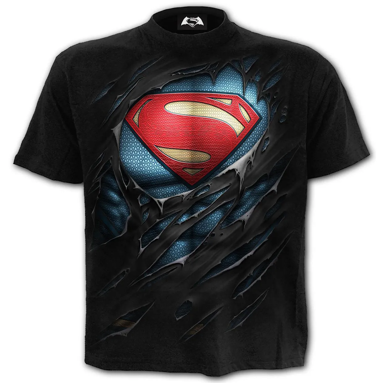 Superman Ripped Black Mens T-Shirt