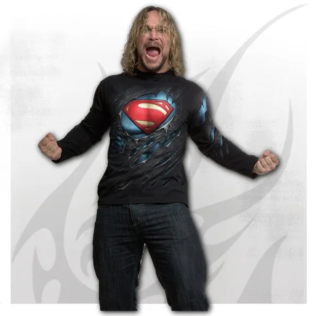 Superman Ripped Mens Long Sleeve T-Shirt