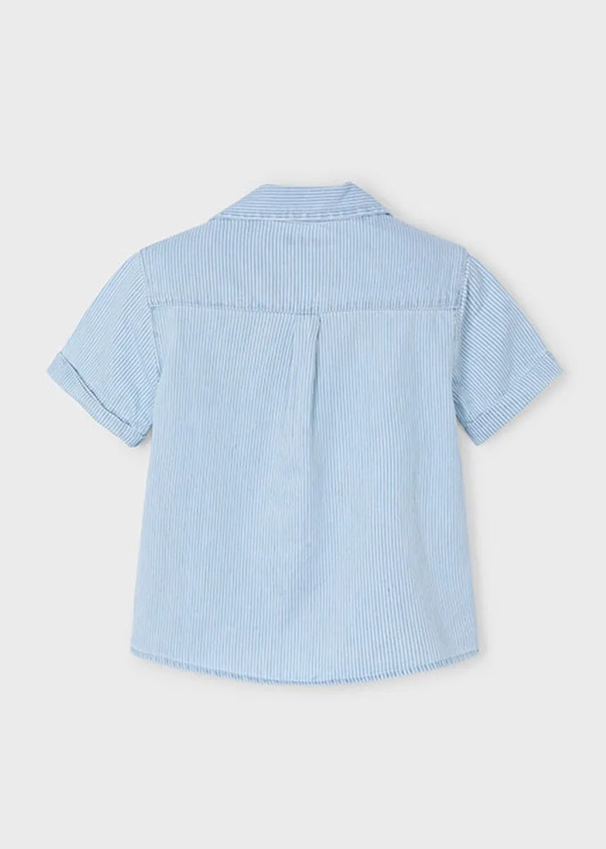 Wren Short-Sleeve Denim Shirt - Stripes